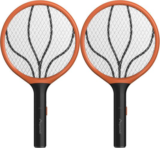 ASPECTEK 2-Pack Electric Fly Swatter, 3000V Bug Zapper and Mosquito Racket for Indoor and Outdoor