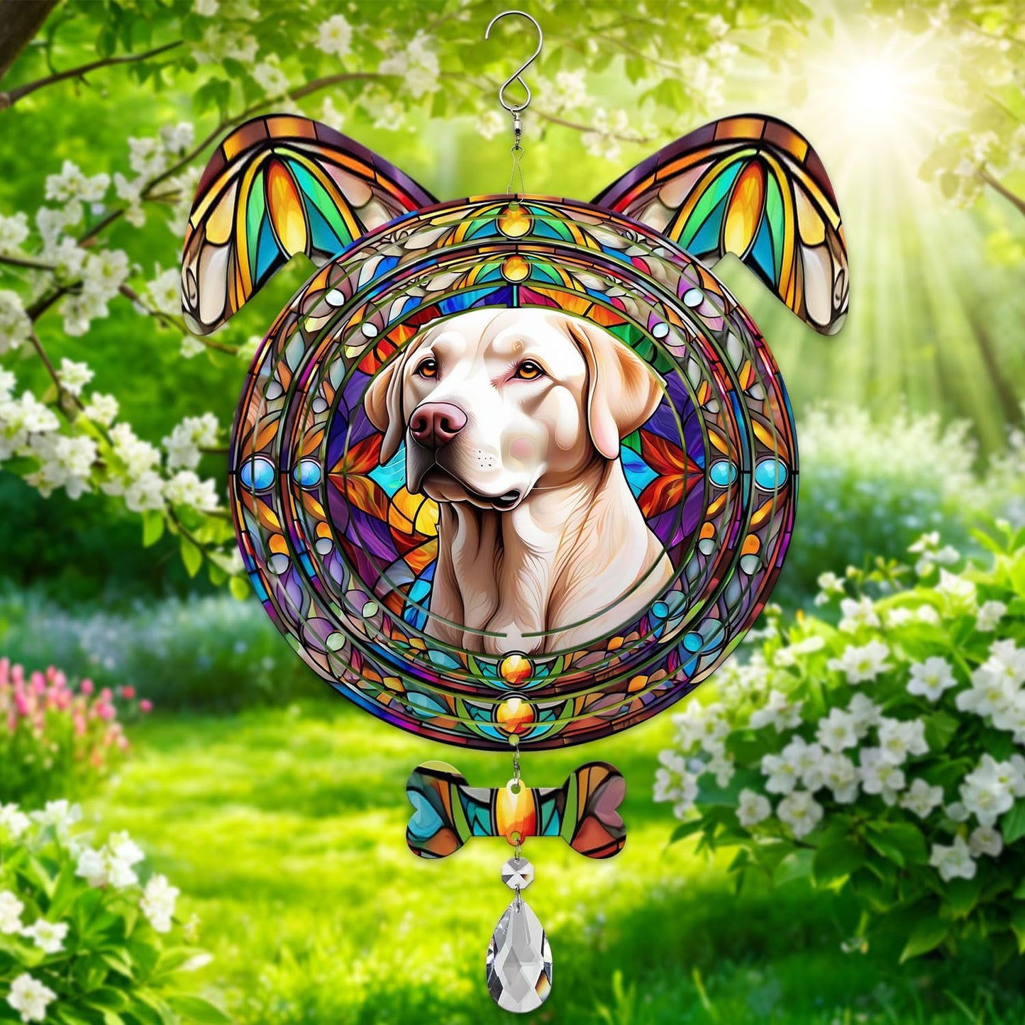 Labrador Retriever Dog Ears Wind Spinner, Labrador Retriever Wind Spinner Hanging for Yard and Garden