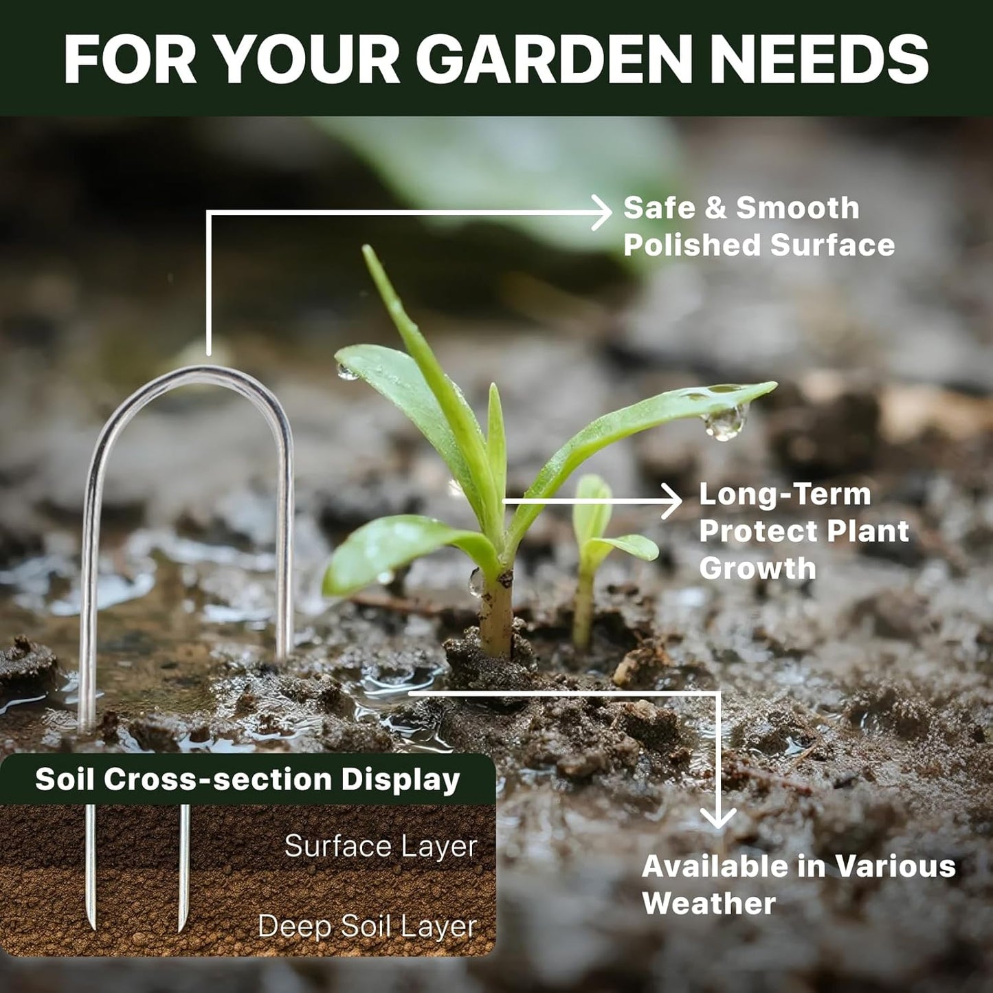 U Shaped Landscape Garden Staples 4 Inch 80 Pack Updated 11Gauge Irrigation Stakes Galvanized Garden Stakes Fabric Pins for Soaker Hose Drip Line Tubing Yard Lawn Staples for Outdoor Decorations