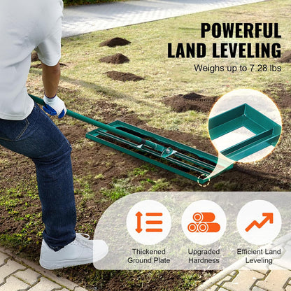 VEVOR Lawn Leveling Rake, 30" x10" Level Lawn Tool, Heavy-Duty Lawn Leveler with 78"" Steel Extended Handle, Yard Leveling Rake Suit for Garden, Golf Lawn, Farm, Green