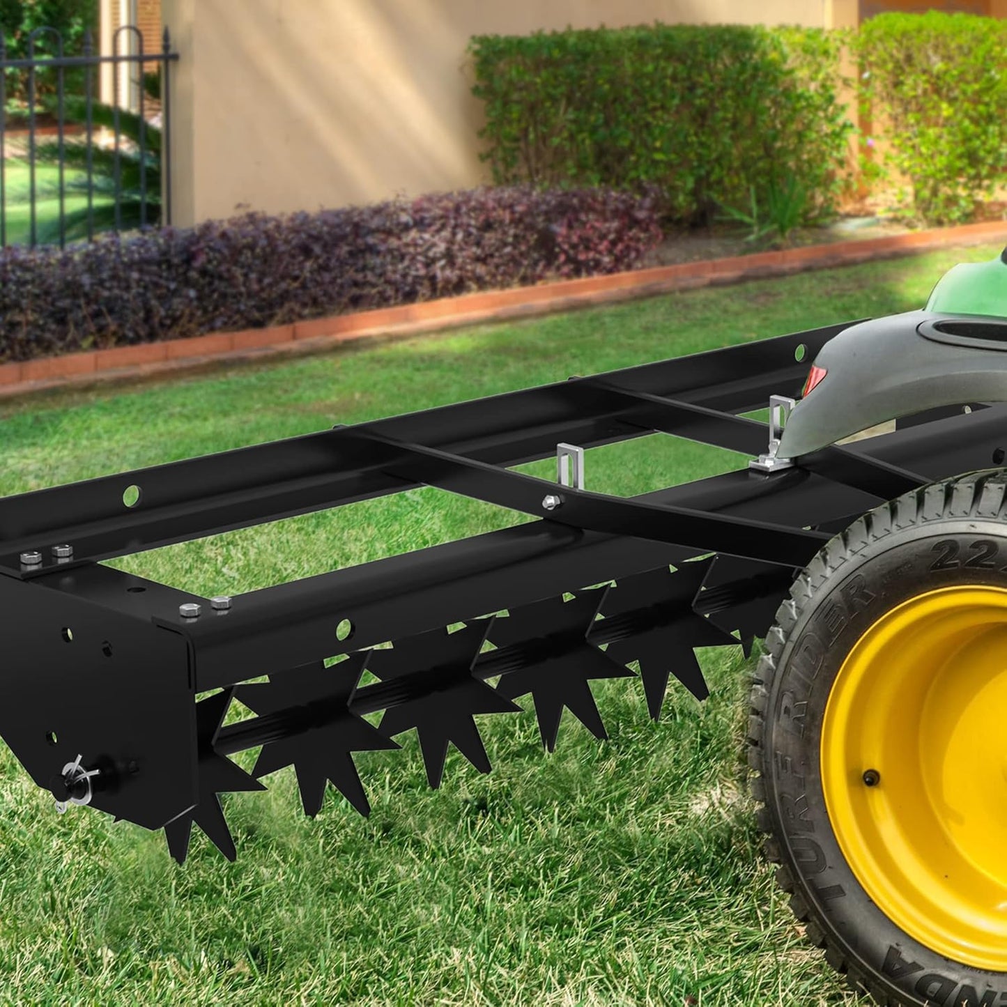 YITAMOTOR 32" Tow Spike Aerator Tool Tow Behind Lawn Aerator Black