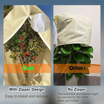 Rohuis 95x79 inch Huge Frost Cloths for Outdoor Plants Tree Covers Freeze Protection,2.82oz/yd² Thickened Winter Plant Covers with Zipper Drawstring,Frost Blanket for Wind,Sun and Bird