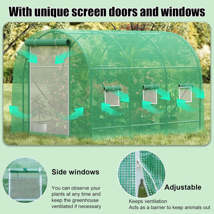 10x7x7 ft Greenhouse, Outdoor Walk-in GreenHouses with Screen Windows and Dual Zippered Door, Portable Waterproof Green Houses Tent for Outside Heavy Duty with Reinforced Frame #2