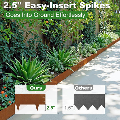 Cor Ten Steel Landscape Edging 6" H x 40" L, 6 Pack Heavy Duty Metal Garden Edging, 20Ft Pre-Rustyed Steel Edging, Bendable Metal Edging for Landscaping, Yard, Tree, Flower Bed