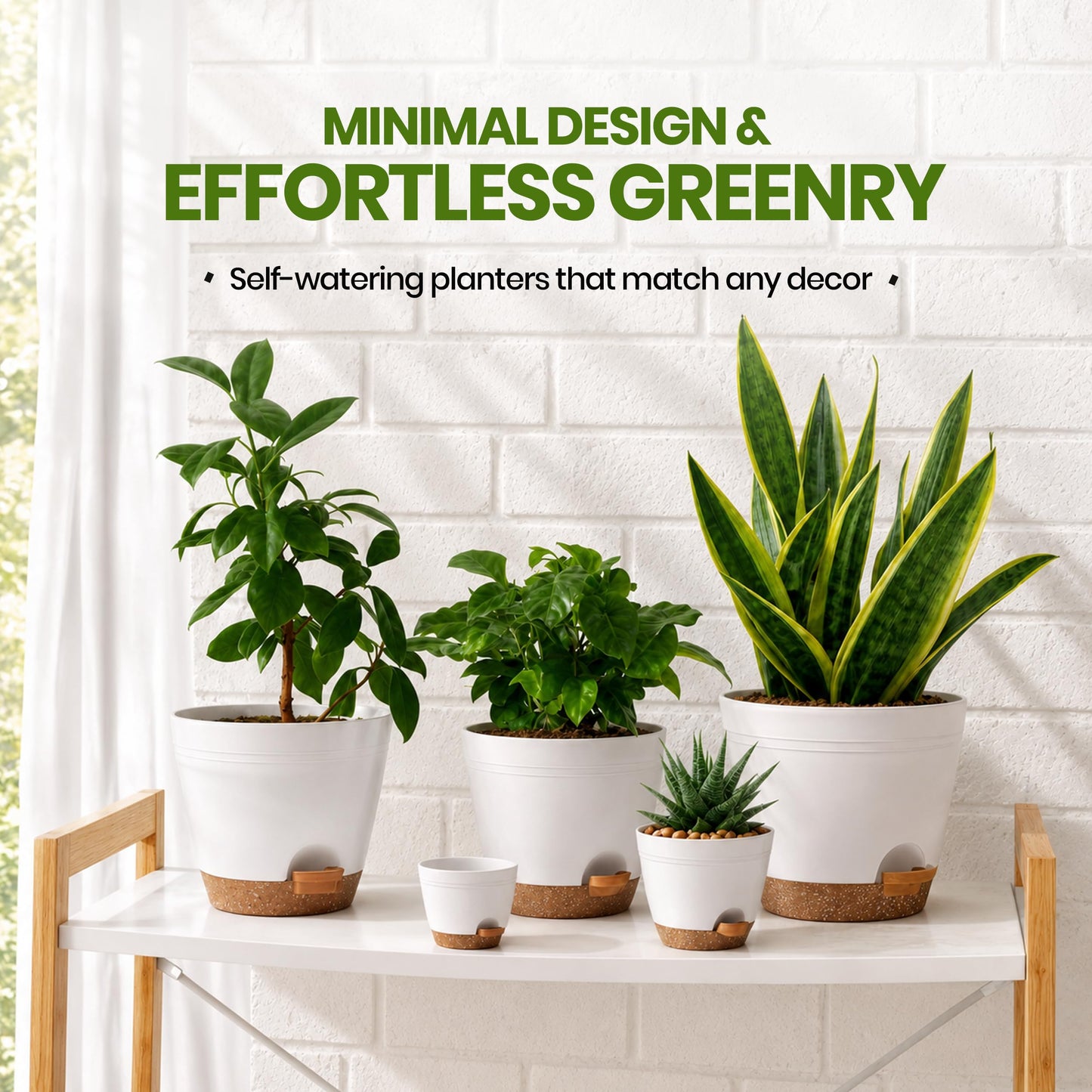 Utopia Home Self Watering Pots for Indoor Plants 6.8"/6.4"/5.9"/5.5"/4.9", Planters for Indoor