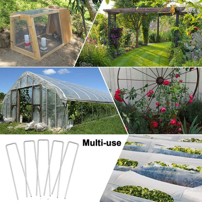 Petgrow 6 Inch Garden Stakes Galvanized Landscape Staples,U-Type Turf Staples for Artificial Grass, Rust Proof Sod Pins Stakes for Securing Fences Weed Barrier, Outdoor Wires Cords Tents Tarps