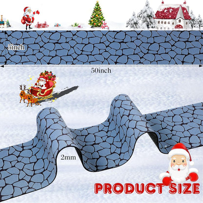 Marspark Christmas Village Accessories 5 x 50 Inch Christmas Miniature Road Village Street Mat Xmas Snow Street Decorations for Little Landscape(White Gravel Road Style)