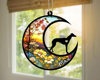 Personalized Dog Memorial, Custom Name Greyhound Dog Christmas Ornament with Name, Custom Breeds, Pet Loss Light Catcher, Gifts for Lovers Loss of Pet Sympathy on Mothers Day Christmas