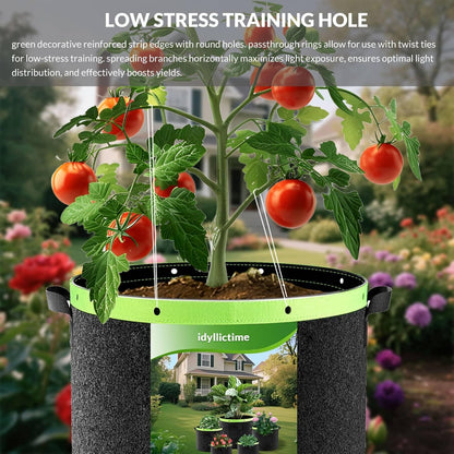 Grow Bags 6 Pack 2MM 400G More Heavy Duty Thickened Nonwoven Garden Plant Fabric Pots (Black, 5 Gallon)