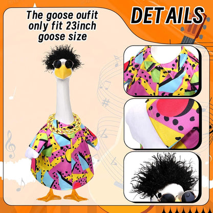 Hip Hop Porch Goose Outfits Cement Statue Concrete Goose Outdoor Patio Garden Concrete Lawn Goose Yard Decor (Singer)