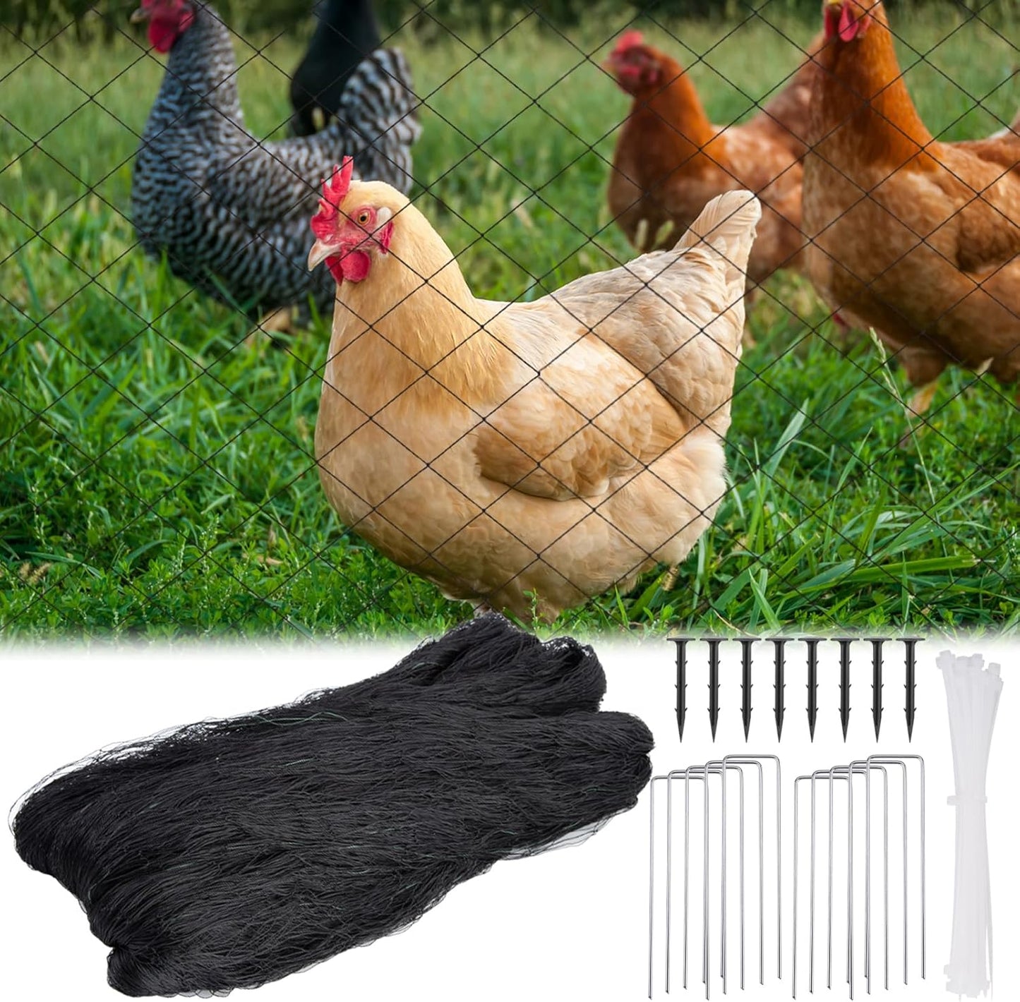 Bird Netting for Garden - 25'x50' Poultry Netting with 3/4" Square Mesh Net for Chicken Coop Protection, Heavy Duty Nylon for Bushes Fruit Tree Against Aviary, Deer, Squirrel