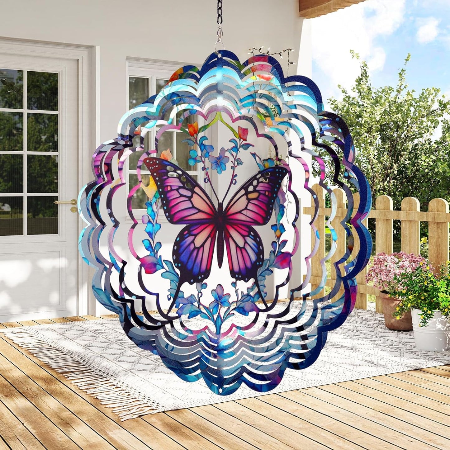 Butterfly Wind Spinner Outdoor - Birthday Gifts for Women, Men, Mom, Father, Garden Decor Gifts, Hanging Wind Sculptures 12 inch 3D Wind Spinners for Outdoor Decor for Outside, Yard, Patio Deals