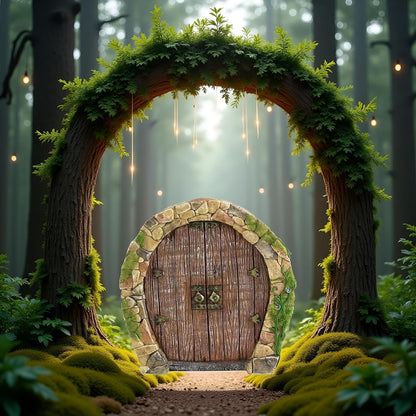 Brown Mini Fairy Garden Door for Tree, 3D Miniature Fairy Door, Bonsai Terrarium Micro Landscape Decoration Accessories, Garden Miniatures