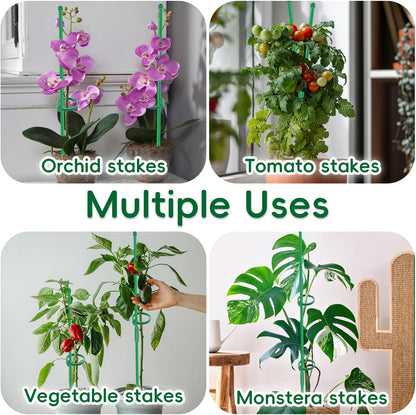 Plant Stakes 14.2Inch, BOVITRO 16Pcs Garden Stakes with Clips for Indoor Outdoor Plants, Adjustable Length Plant Support Stakes, Orchid Stick, Tomato Beans Vegetable Stakes for Garden