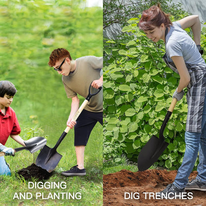 41 Inch Round Point Shovel for Digging,Heavy Duty Garden Shovel with D-Handle,Wooden Handle,Ideal for Gardening,Landscaping,Beach,and Snow Removal
