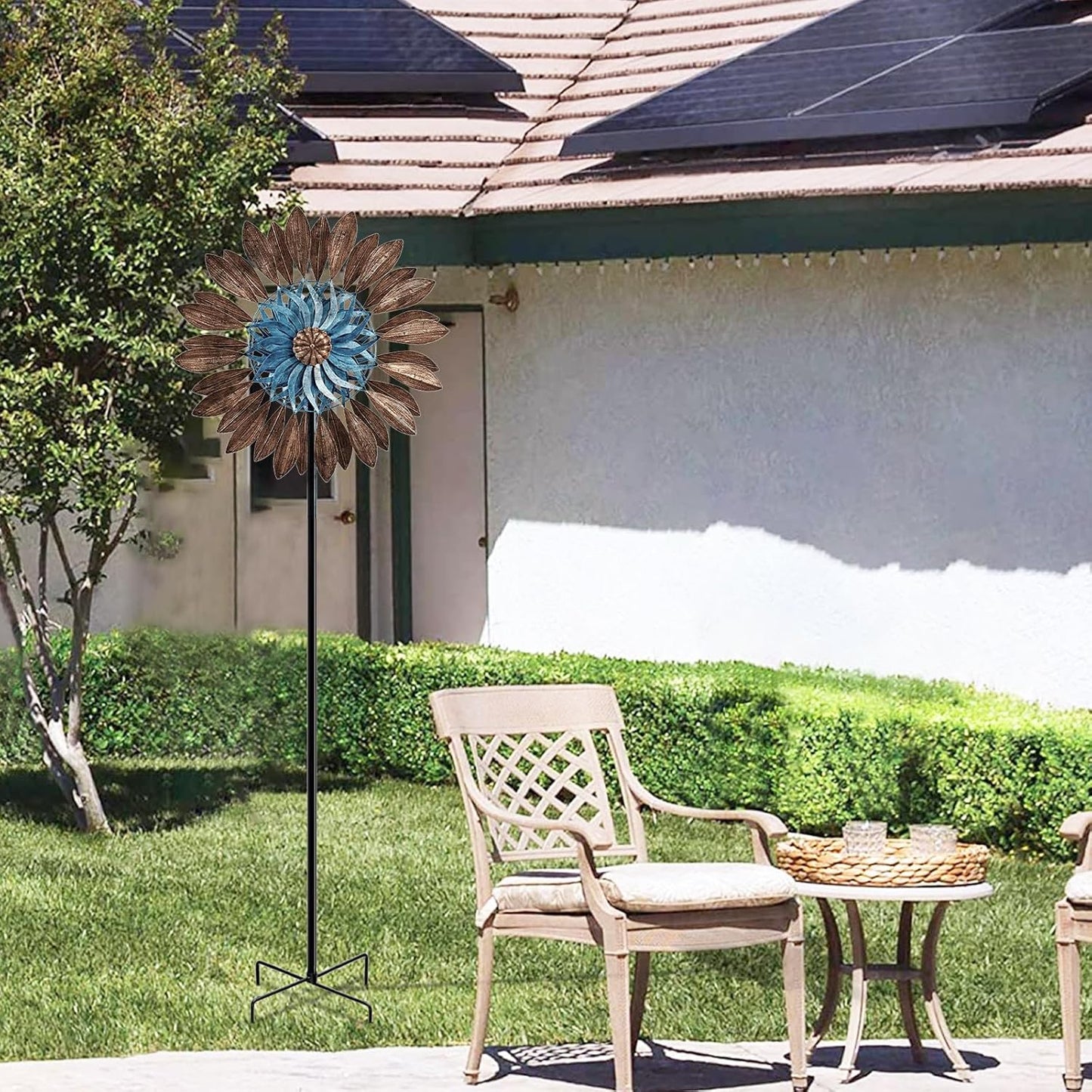 Wind Spinners 360°, Garden Outdoor Metal Windmill Yard Spinners Large 84 in Height 22 in Dia Dual Direction Dual Rotors Wind with Kinetic, Wind Spinner Clearance for Yard and Garden Art Decor(Copper)