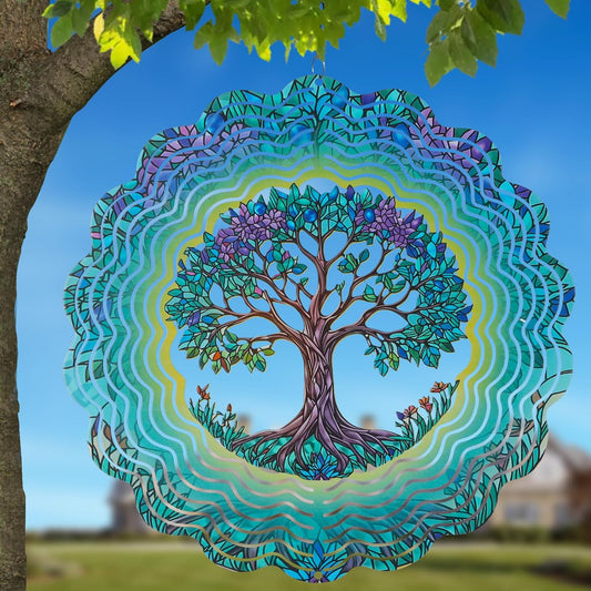 Metal Wind Spinners for Outdoor,Birthday Gifts for Women Mom Grandma, 12 Inch Tree Wind Spinner Bird Devices Deterrent to Scare Birds Away from Yard Patio Farm, Kinetic Sculpture Garden Decor