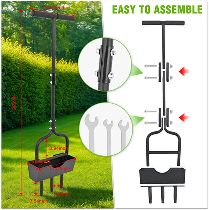 Yesker Lawn Aerator Coring Tool with Soil Core Tray, 39 inches Manual Garden Plug Aerator for Grass Aeration, Yard Aerator & Cleaning Tool for Compacted Soil, Lawn Care