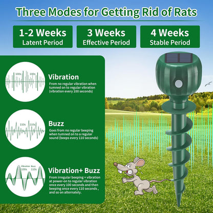 8 Pack Solar Powered Mole Repellent for Lawns, Waterproof Gopher Repellent Outdoor Get Rid of Snake Voles Ground Squirrels in Garden, Yard, Lawn
