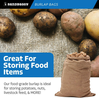 Burlap Bags for Vegetables & Gardening, 22" X 36"- Jute Sacks Perfect for Kids - Plant Covers - Holds Up to 50lbs - Food Grade (Burlap Sack, 100, Count)