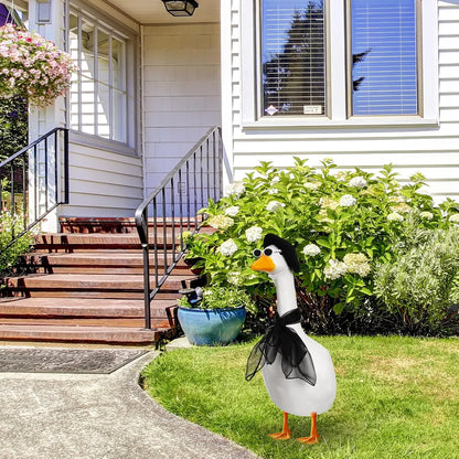 Yaomiao 3 Pcs French Porch Goose Outfit Set for 23'' 17'' Cement Plastic Lawn Goose Costume 50s French Beret Hat for Statue Halloween Carnival Statue Decor(Black)