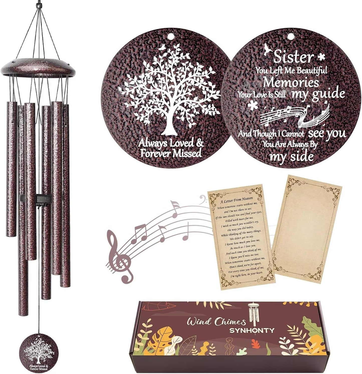 Memorial Gifts for Loss of Sister, 25''Memorial Wind Chimes of Sympathy Gifts for Loss of Sister, Bereavement, Condolence, Remembrance Gifts,Windchimes in Memory