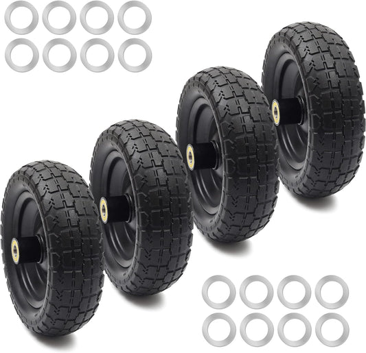 AR-PRO (4-Pack) Replacement Wheels 10 inch Flat Free Tire - Solid Flat-Free Tire and Wheel - 3"