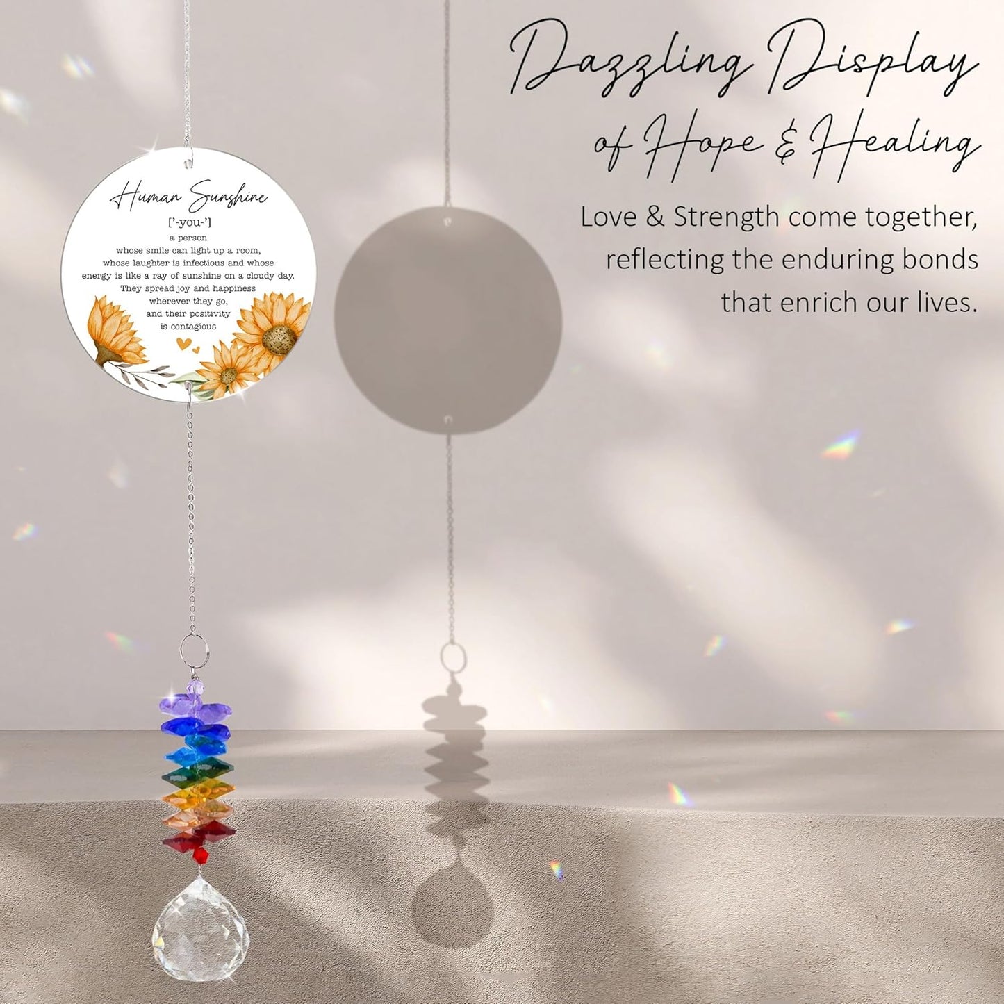 Thank You Gifts Human Sunshine Definition - Inspirational Rainbow Maker - Appreciation Keepsake - Positive Message for Nurses Teachers Volunteers Friends Family