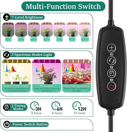 Meonum Indoor Greenhouse with Grow Light, 47.2 L x 23.6 L x 23.6 W Small to Medium Portable Greenhouse with 13W Dimmable Dual Plant Lamp, Timing Function and PVC Cover for Seed Starting