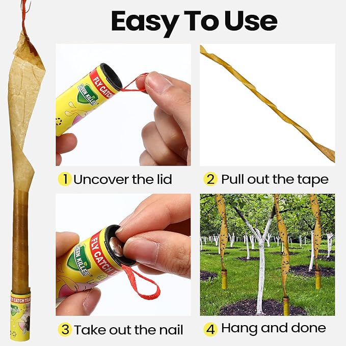 Qualirey 160 Pack Fly Strips Sticky Fly Trap Indoor Outdoor Hanging Fly Ribbon Tape Paper Flying Insect Trap Gnat Killer Traps for Fruit Flies, Bug, Insect, Pest (Yellow)