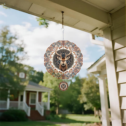 Wind Spinners Outdoor, Brown Retro Elk Deer 3D Stainless Steel Wind Sculpture Spinner for Garden Outside Hanging Decor Mother's Day Christmas Birthday Gifts for Women Men Mom Nana 11.8 in