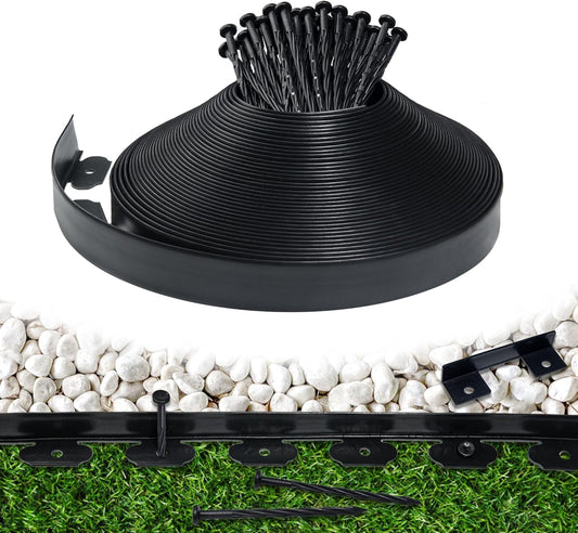 Landscape Edging Border 100 FT 2 Inch Tall with 180 Spikes, Plastic Edging for Landscaping, Garden