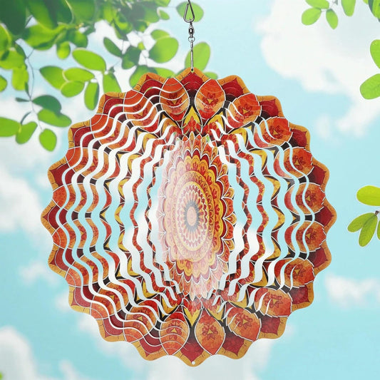 Stainless Steel Wind Spinner Sunflower, 12-Inch 3D Kinetic Metal Hanging Wind Spinners Outdoor, Flowers Yard Art Garden Porch Indoor Outdoor Decor