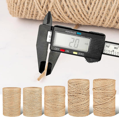 Natural Jute Twine String,Bulk Jute Rope Cord Twine for Crafting Gardening,Roll of Thick and Thin Twine for Gift Wrapping,Brown Decorative Rope,Ornament Twine for Cat Scratch Post (2mm x 656ft)