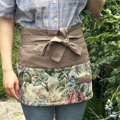Garden Apron for Woman, Serve Apron Cute, Flora Half Apron with 8 Pockets, Valentines Gift for Mom Wife Girlfriend