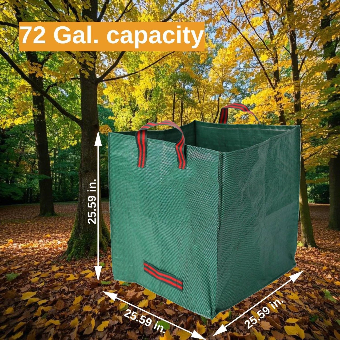 Heavy Duty Reusable Garden Bags with Reinforced Handles - 72-Gallon Leaf Collector & Yard Waste Bags, Portable Foldable Lawn Bags for Home, Garden, and Yard Cleanup