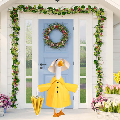 Raincoat Goose Outfit Porch Goose Clothes for 23" Lawn Outdoor Garden Yard Patio Statue Spring Decor (Yellow)