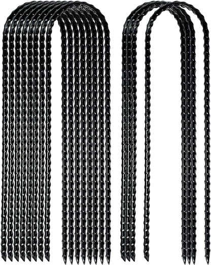 Nigh Coated Rebar Trampoline Wind Stakes Set of 12 Safety Ground Anchors Stakes Extra Heavy Duty Metal Landscape Staples 10 Inches Long (Black)