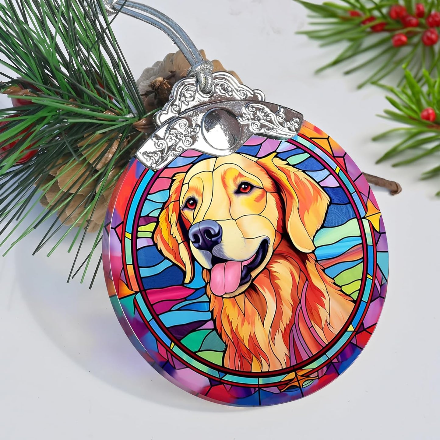 Golden Retriever Glass Ornament, Christmas Decor, Holiday Decorations and Xmas Gifts Ideas