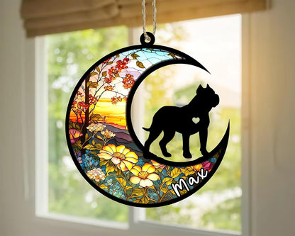 Personalized Dog Memorial, Custom Name Presa Canario Dog Christmas Ornament with Name, Custom Breeds, Pet Loss Light Catcher, Gifts for Lovers Loss of Pet Sympathy on Mothers Day Christmas