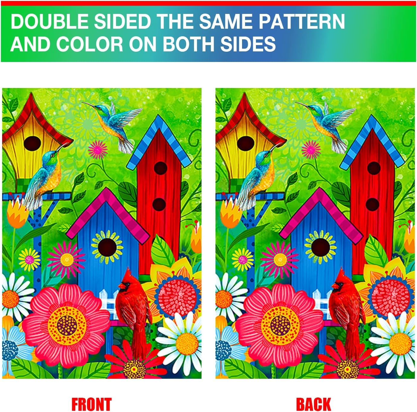 Bird Fall sunflower flags outdoor 28x40 double sided Large garden flag, Cardinal Bird house flag, Courtyard outdoor Lawn Farmhouse Decoration