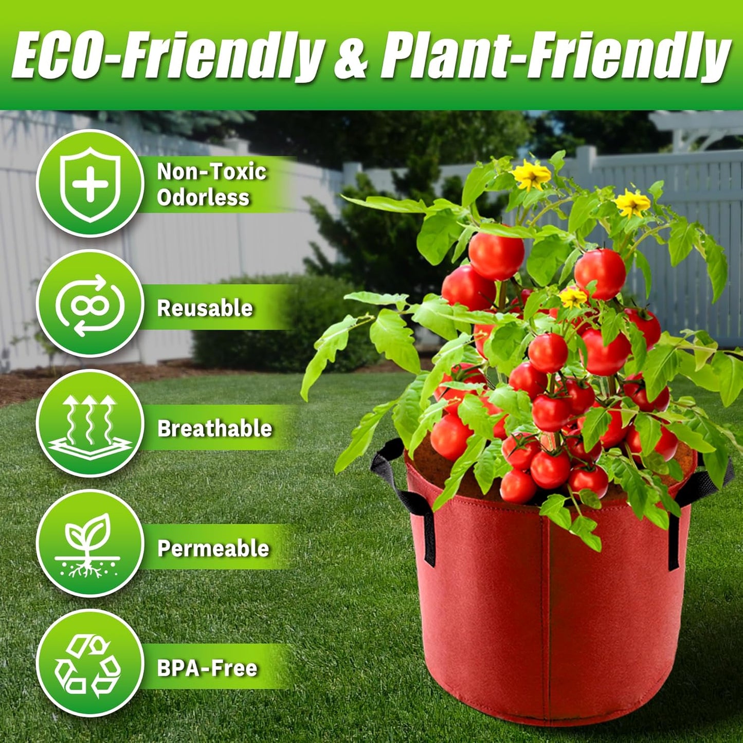 15 Gallon Grow Bags, 7 Pack Colorful Fabric Plant Pots with Handles for Garden and Outdoor Planting