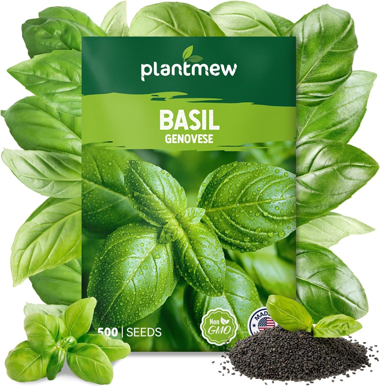 Genovese Basil Seeds for Planting - 500 Heirloom, Non-GMO Seeds - Sweet Basil Herb Seeds for Home Herb Garden, Indoor & Outdoor Herb Gardening