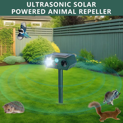 4Pack 2025 Ultrasonic Animal Repellent Outdoor Deer Repellent Devices Solar Animal Repeller Motion Activated Deterrent to Scare Cat Squirrel Rabbit Raccoon Skunk with LED Flash Lights for Yard Lawn