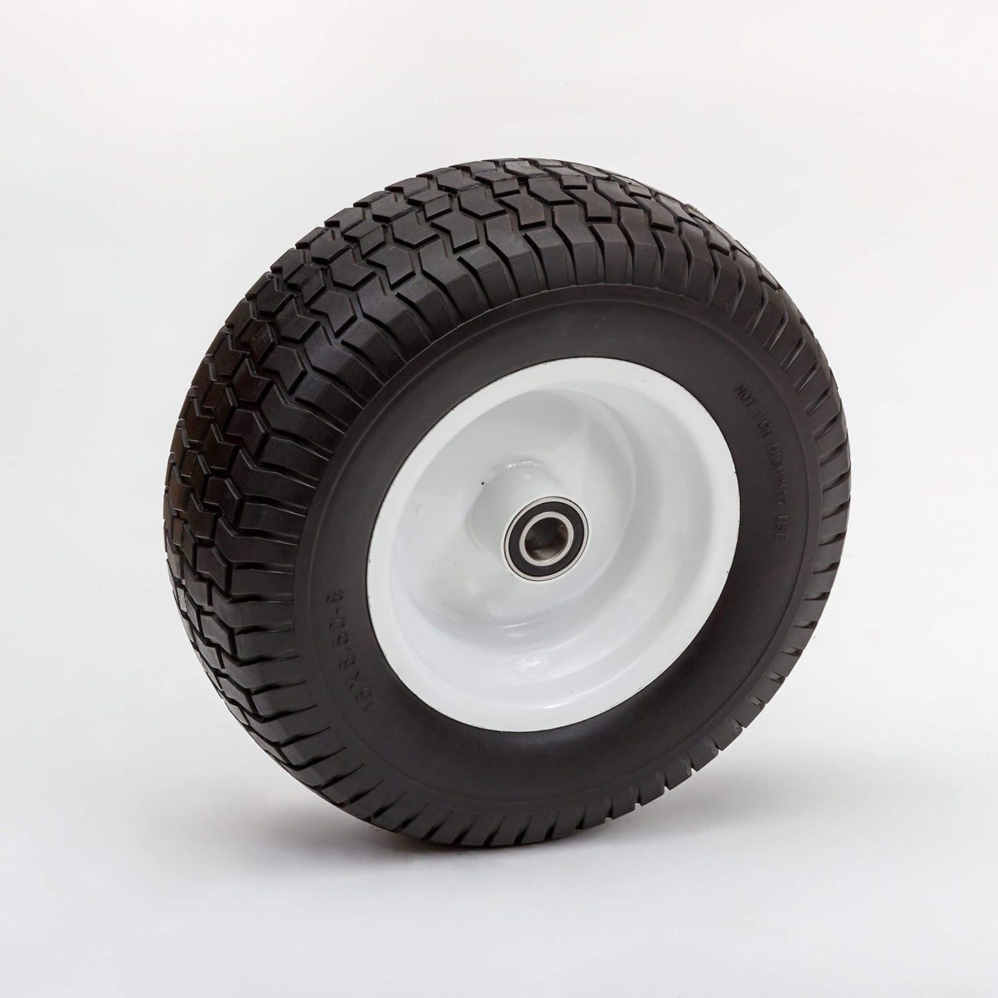 Flat Free Tire | Durable Rubber Replacement Wheel | Tire for Cart, Wagon | 1" Axle Bearing | 4" Hub
