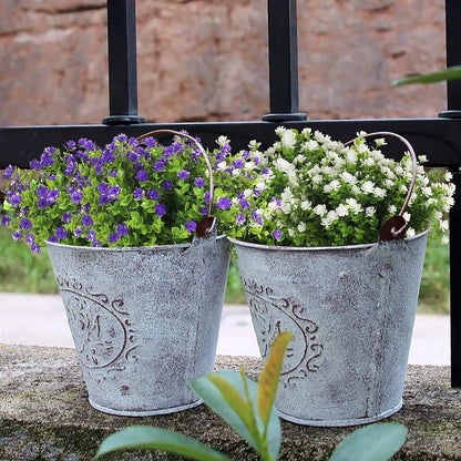 RECUTMS Artificial Flowers, Fake Boxwood Outdoor UV Resistant Plants Artificial Springs Flowers Eucalyptus Greenery Shrubs Bridal Wedding Bouquet for Home Garden Party Wedding Decoration(White)