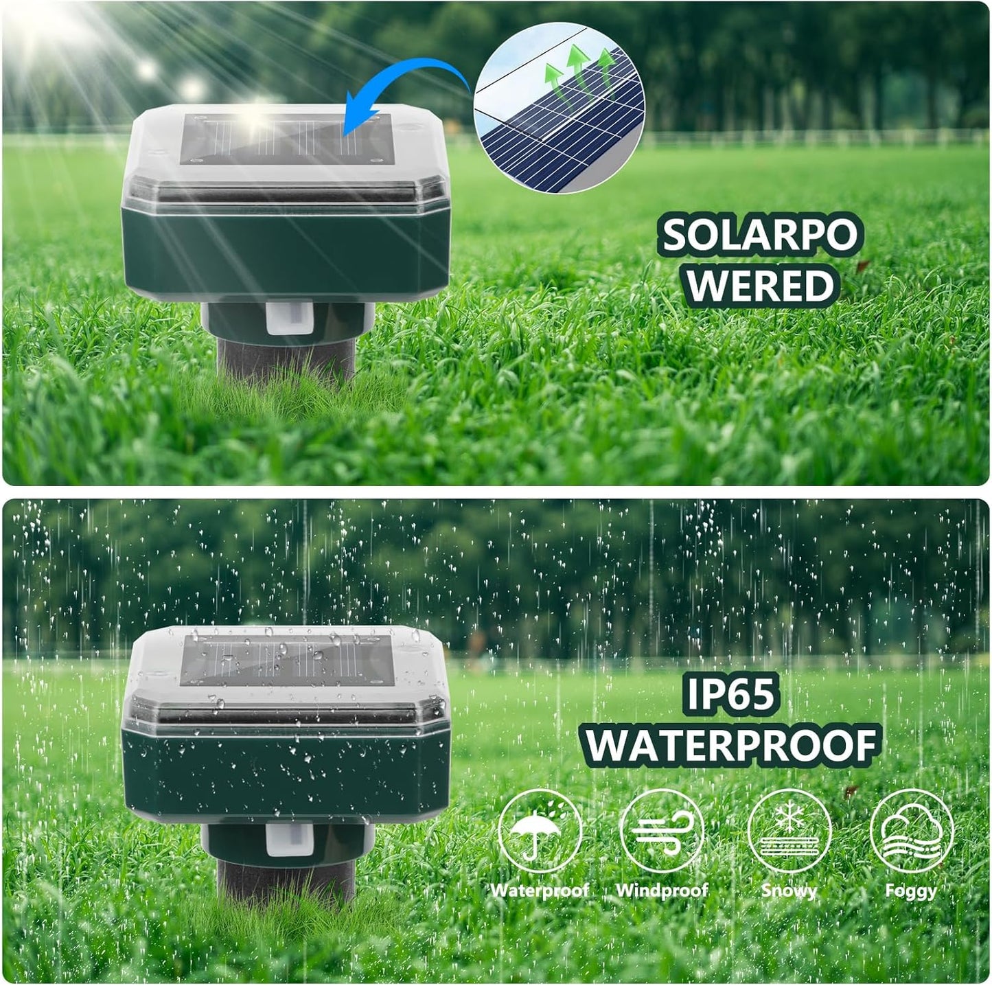 Mole Repellent Solar Powered, 8 Pack Waterproof Ultrasonic Deterrent Gopher Vole Repellent Outdoor, Repellent Rat, Squirrel, Skunk, Mole for Lawns Garden Yard