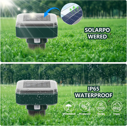 Mole Repellent Solar Powered, 8 Pack Waterproof Ultrasonic Deterrent Gopher Vole Repellent Outdoor, Repellent Rat, Squirrel, Skunk, Mole for Lawns Garden Yard