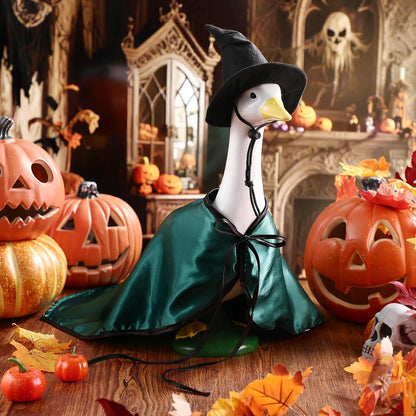 Vinsot Halloween Outdoor Porch Geese Outfit, 23" Patio Yard Porch Desk Goose Coat, Lawn Goose Accessories(Blackish Green, Velvet,Velvet)