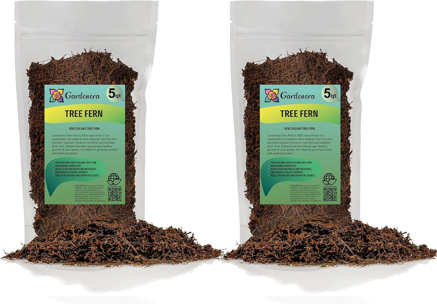 Premium New Zealand Tree Fern by GARDENERA - 10 Quart - Orchid and Epiphytal Plants Growing Medium and Reptile Substrate (2 Bags of 5 Quart)